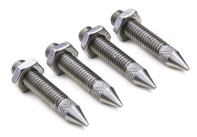 PrecisionGeek – Lautsprecherspikes mit gerändeltem Rand, massivem Edelstahl-M6-Gewinde, Sicherungsmuttern im Lieferumfang enthalten für HiFi-Lautsprecher, Ständer, Soundbars – 4er-Set