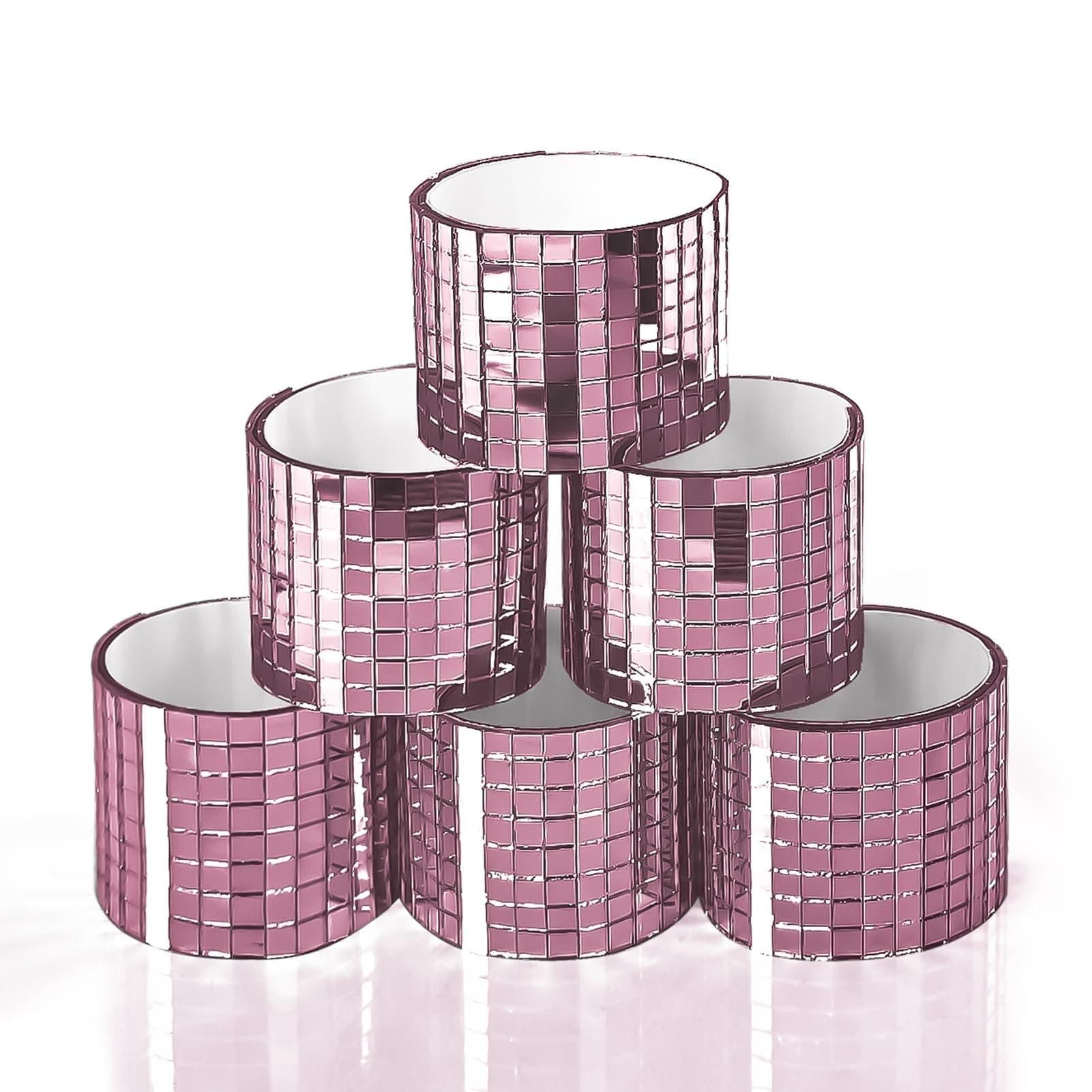 Art3dwallpanels Selbstklebende Mosaikfliesen Quadratische Glasspiegel Mosaikfliesen Spiegel für DIY Handwerk Dekoration (Barbie rosa|6 Stück)