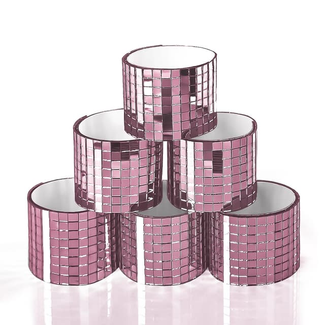 Art3dwallpanels Selbstklebende Mosaikfliesen Quadratische Glasspiegel Mosaikfliesen Spiegel für DIY Handwerk Dekoration (Barbie rosa|6 Stück)