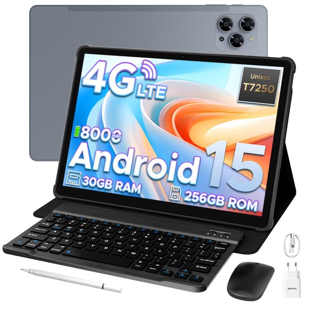DOOGEE Tab G6 Android 15 Tablet mit Tastatur,30GB RAM+256GB ROM (2TB TF), 4G LTE Tablet 11 Zoll-90Hz,Octa Core T7250 Tablets mit SIM Card Slot,8000mAh, Widevine L1,Tablets mit Maus,Stift,Hülle TABG6-V(Gray)
