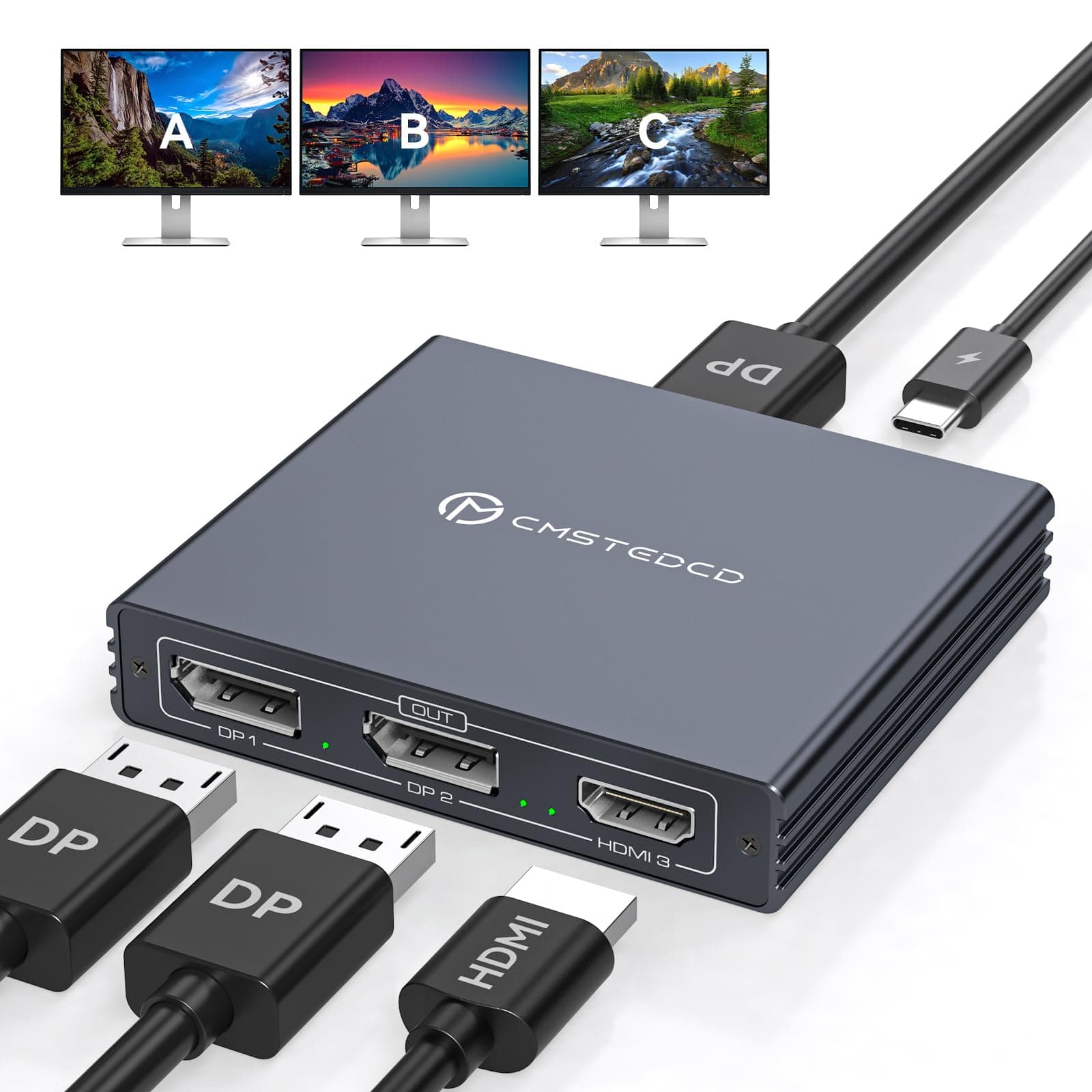 VEDINDUST DisplayPort Splitter 1 in 3 Out DP to HDMI & DP Adapter 4K@120Hz 4K@60Hz unterstützt MST und SST Modi MST Extended Display nur für Windows DP to 2DP & HDMI Splitter