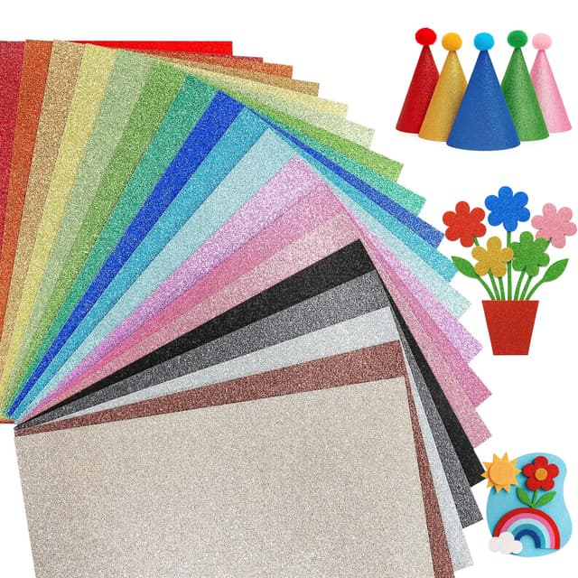VGOODALL 20 Blatt Glitzerpapier, Bastelpapier A4, 10 Farben, 250g/m², Ideal für Basteln, DIY-Projekte, Scrapbooking & Party-Deko