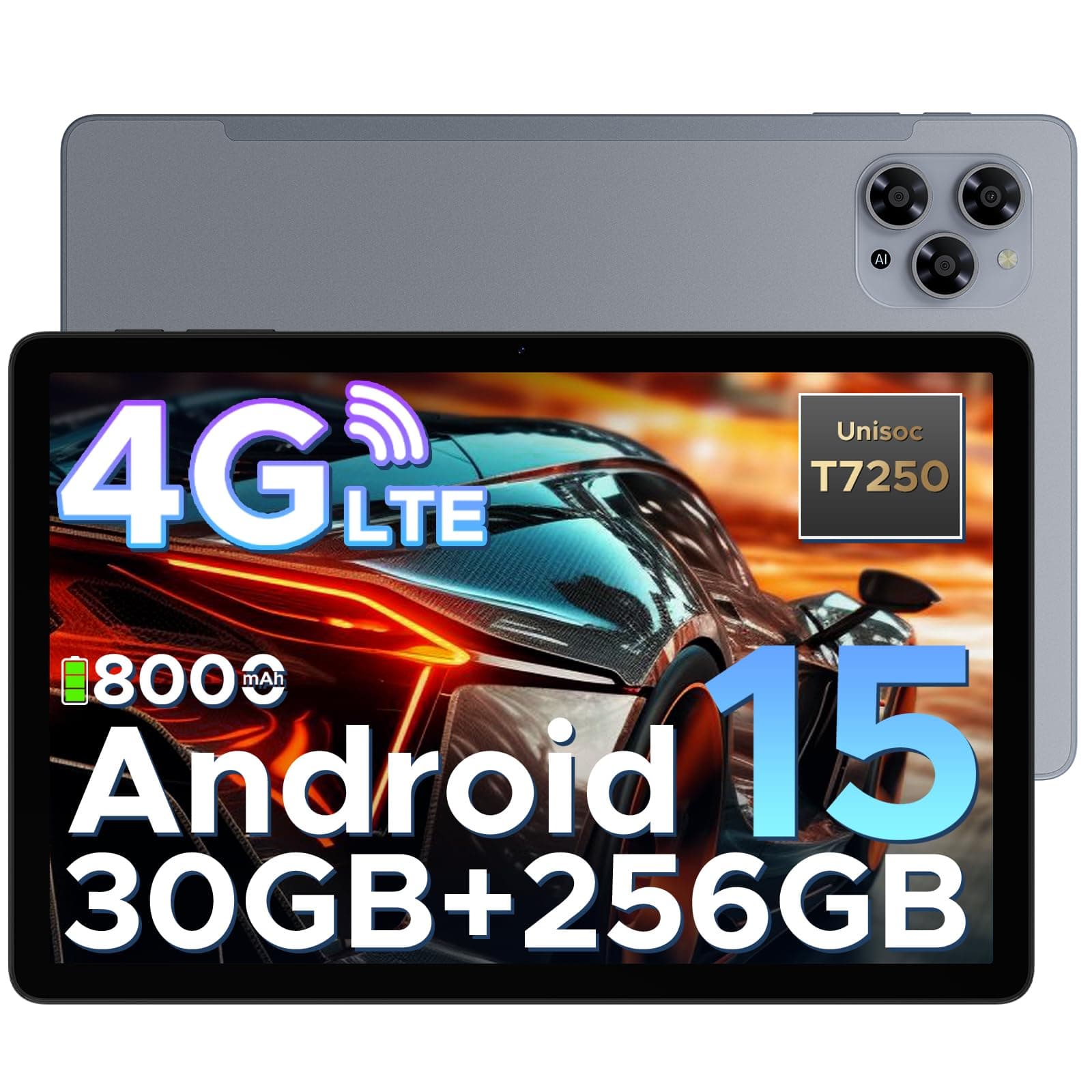 DOOGEE Tab G6 Android 15 Tablet 11 Zoll, 30GB RAM + 256GB ROM Tablet mit SIM Card Slot, 90Hz IPS, 8000mAh Akku, Unisoc T7250 Octa-Core, Widevine L1, 13MP, 4G LTE, 3,5mm Kopfhörer/5G WiFi/Face ID GREY