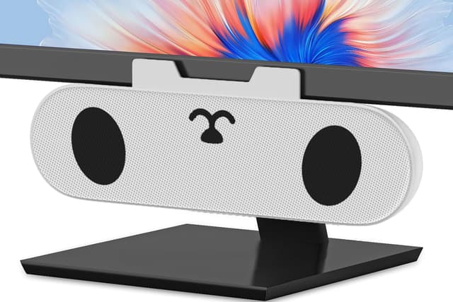 ZETIY Monitor Lautsprecher für PC, USB Portable Computer Lautsprecher Mini Soundbar, Klein PC Lautsprecher für Phone, Notebook, PC, Laptop, Desktop - Plug and Play （Weiß） white
