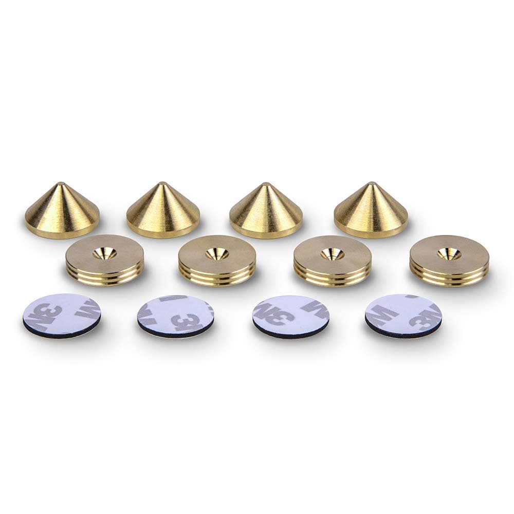 Messing 4X Lautsprecher Spikes/Boxen Spikes + 4X 20mm schlank unterlagen HiFi + Montage-Pad selbstklebend