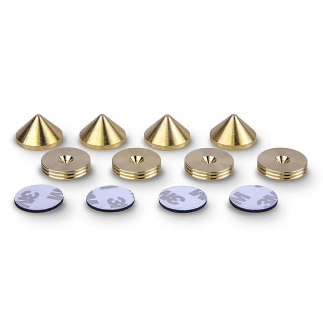 Messing 4X Lautsprecher Spikes/Boxen Spikes + 4X 20mm schlank unterlagen HiFi + Montage-Pad selbstklebend