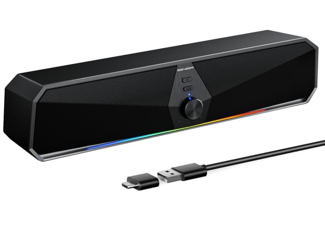 SENZER CS30 PC Lautsprecher,Lautsprecher fur PC Computer Lautsprecher Schwarz Pc Soundbar USB Betrieb und Bluetooth Modus fur Smartphone und Mobile Gerate,PC (Nicht 3,5mm Jack) Reinschwarz