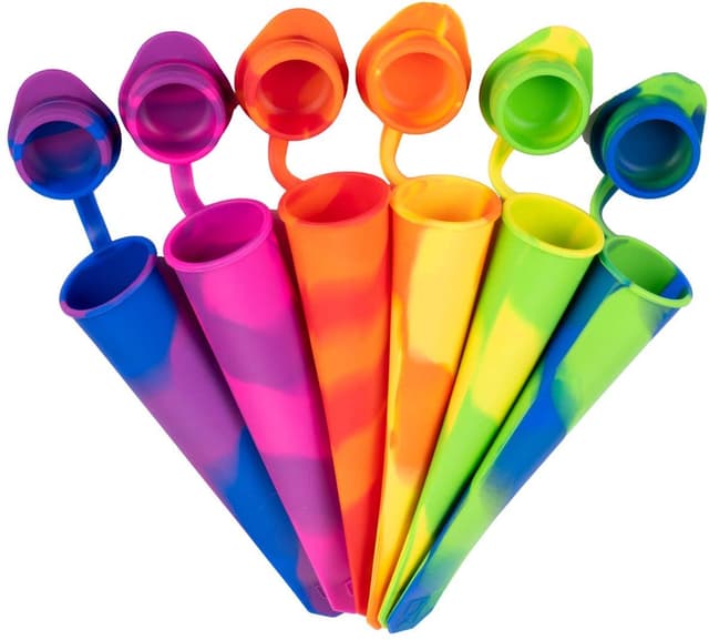 iNeibo Eisformen Silikon bpa frei 6 Stück Eisformen eis am stiel Wassereis formen tüten Eisformen Wassereis mit Deckel Silikonform Eistüten wiederverwendbar popsicle Eisform für Wassereis 6 Camo