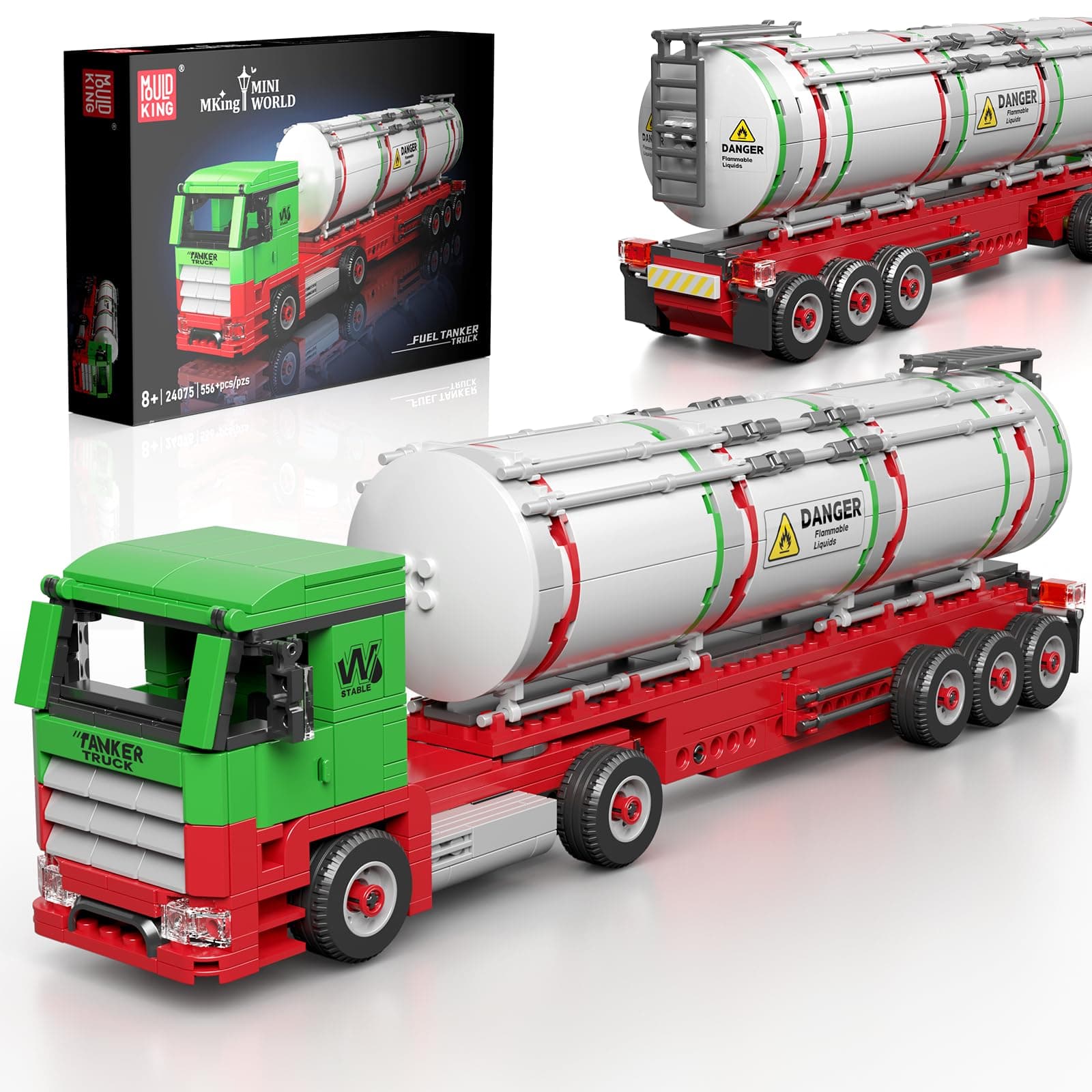 Mould King 24075 Tanklastzug LKW Modell Baustein Kit, Kreative Technik LKW Klemmbausteine Set Auto Modell Block, Geeignet für 8+ Kinder/Erwachsene/Sammler (556 Stücke)