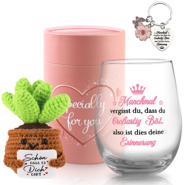 TUZELIYA Geschenke für Freundin - 550ml / 19oz Weingläser Geburtstagsgeschenk für Frauen - Personalisierte Geschenke für Beste Freundin - Geschenkideen für Frauen Mama Kollege - Dankeschön Geschenk Dass du Großartig Bist