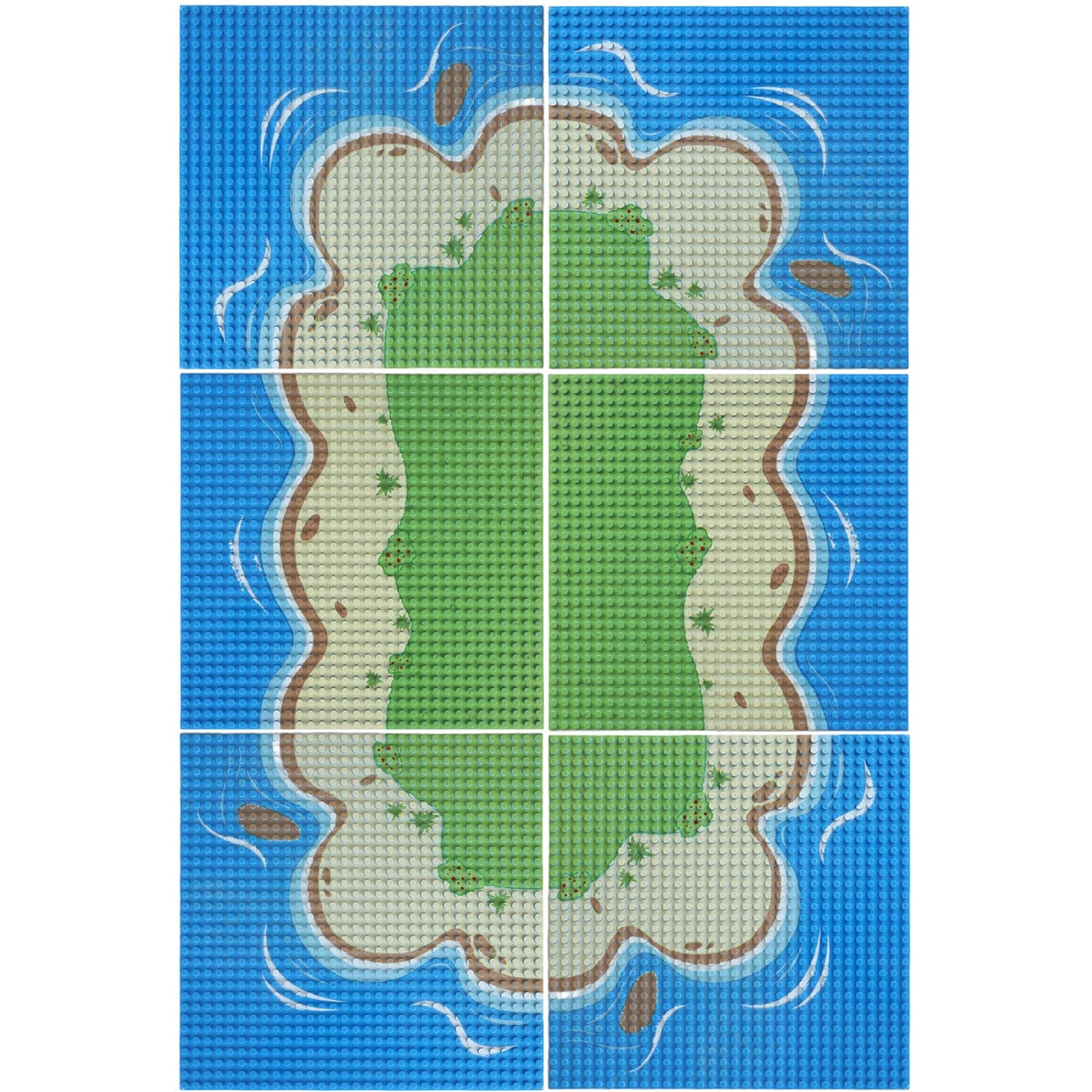 HUIZDQ 6 Stück Insel Grundplatten, Bausteine Kompatibel mit Allen führenden, with Different für Kinder ab 3 Jahren, 4 Kurven, 2 Gerade, 10" x 10" SHATAN-6 Mehrfarbig