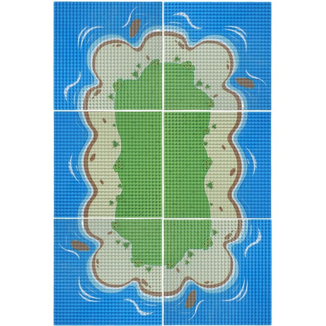 HUIZDQ 6 Stück Insel Grundplatten, Bausteine Kompatibel mit Allen führenden, with Different für Kinder ab 3 Jahren, 4 Kurven, 2 Gerade, 10" x 10" SHATAN-6 Mehrfarbig