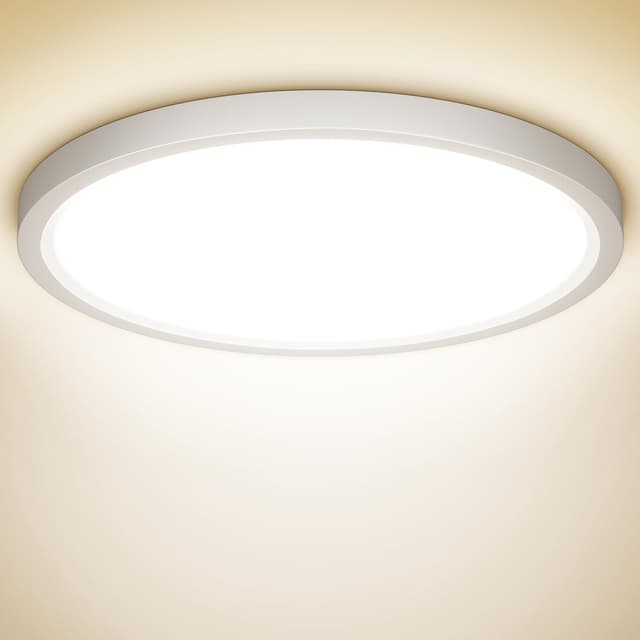 NIBSHOOM LED Deckenleuchte, 18W 1800LM Superschlanke Deckenlampe 4000K IP44 Wasserfest für Wohnzimmer Badezimmer Schlafzimmer Küche Flur Balkon, Rund und Flach Modern Led Lampen Ø220*H24mm, Warmweiß 4000k 22cm