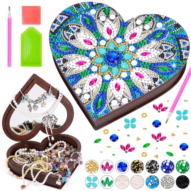 Geschenke für Mädchen 6 7 8 9 10 Jahre: Bastelset Kinder 5-12 Jahre Geburtstagsgeschenke, Diamond Painting Schmuckkästchen Basteln Mädchen, Kreatives DIY Diamond Art Bastelset Geburtstag Spielzeug Blau