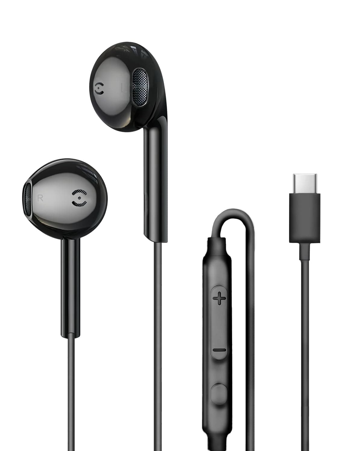 MAS CARNEY USB C Kopfhörer mit Kabel TH9, In-Ear Earphones Typ C mit Mikrofon Kompatible mit iPad Pro,Samsung Galaxy S25 S24 S23 A55 A53,Google Pixel,Huawei, Mi,Oppo Kopfhörer USB C Schwarz