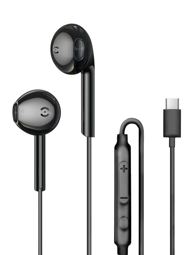 MAS CARNEY USB C Kopfhörer mit Kabel TH9, In-Ear Earphones Typ C mit Mikrofon Kompatible mit iPad Pro,Samsung Galaxy S25 S24 S23 A55 A53,Google Pixel,Huawei, Mi,Oppo Kopfhörer USB C Schwarz