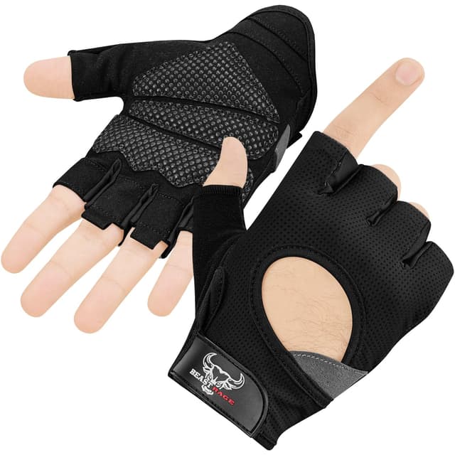 BEAST RAGE Gewichtheberhandschuhe für Männer und Frauen, Gym Handschuhe für Crossfit.Atmungsaktiv,rutschfest Silikon gepolsterte Handfläche Schutz Trainingshandschuhe für Gewichtheben S Schwarz