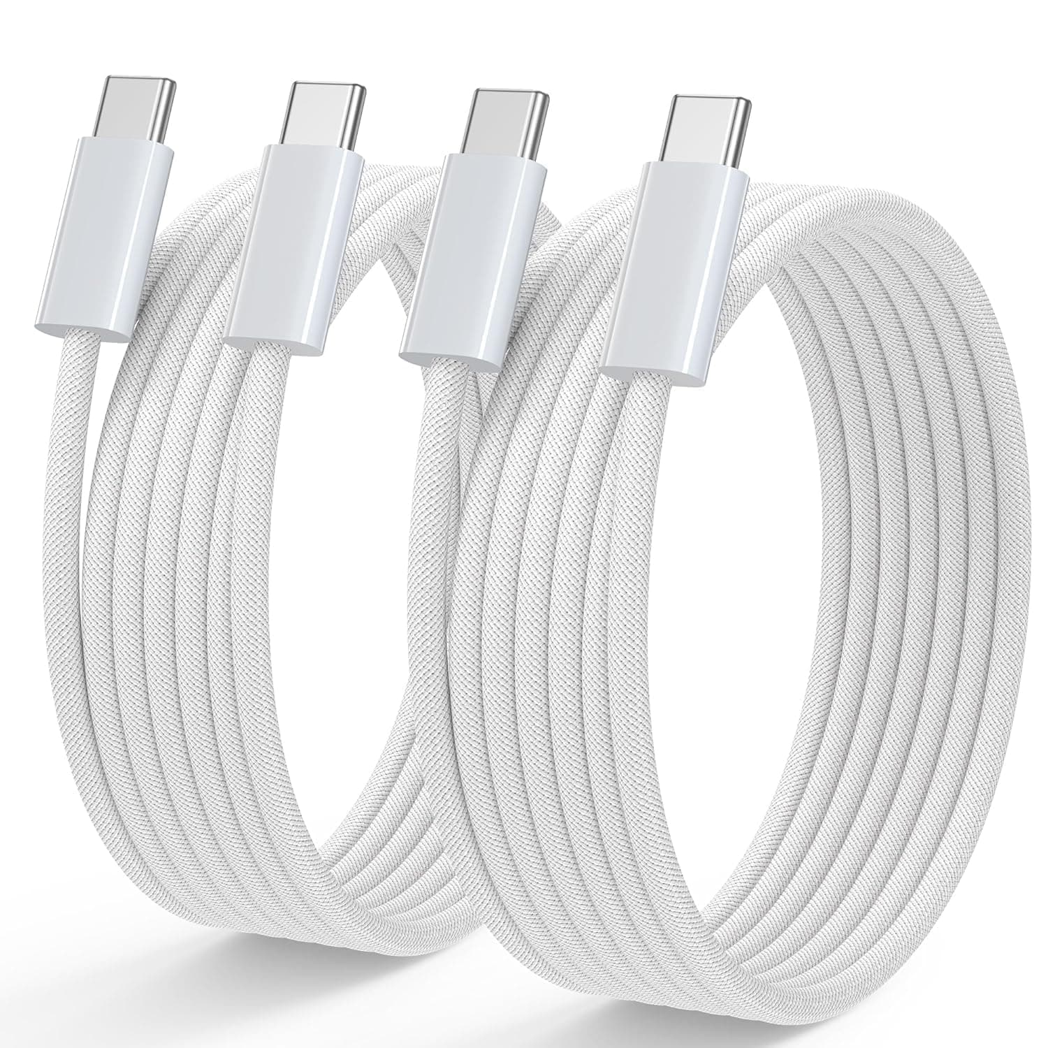 NIBIKIA USB C Kabel, 100W [2Stück 1M+1M] PD3.0 Schnellladekabel USB C auf USB C, Ladekabel USB-C Ladegerät für iPhone 16/15 Serie, MacBook Pro/Air, iPad Pro, Galaxy S25/S24/S23/S22, Pixel 9 usw 1M+1M Weiß