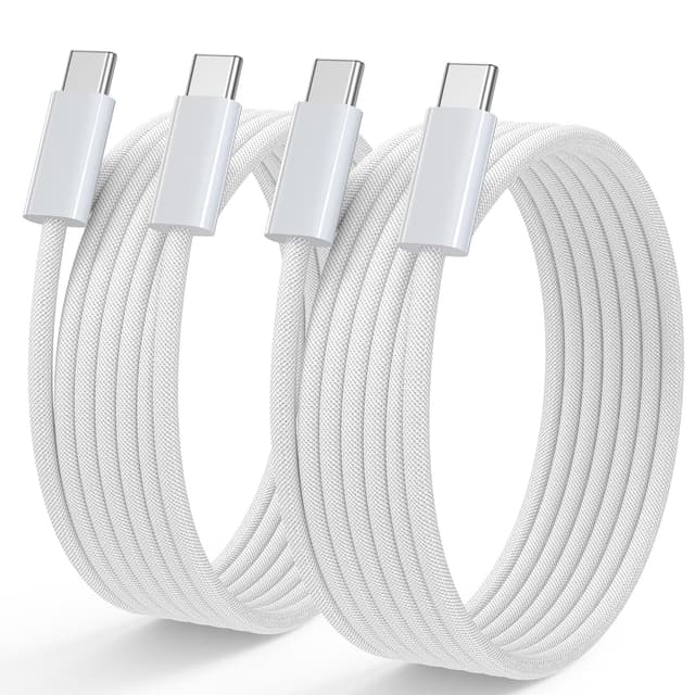 NIBIKIA USB C Kabel, 100W [2Stück 1M+1M] PD3.0 Schnellladekabel USB C auf USB C, Ladekabel USB-C Ladegerät für iPhone 16/15 Serie, MacBook Pro/Air, iPad Pro, Galaxy S25/S24/S23/S22, Pixel 9 usw 1M+1M Weiß