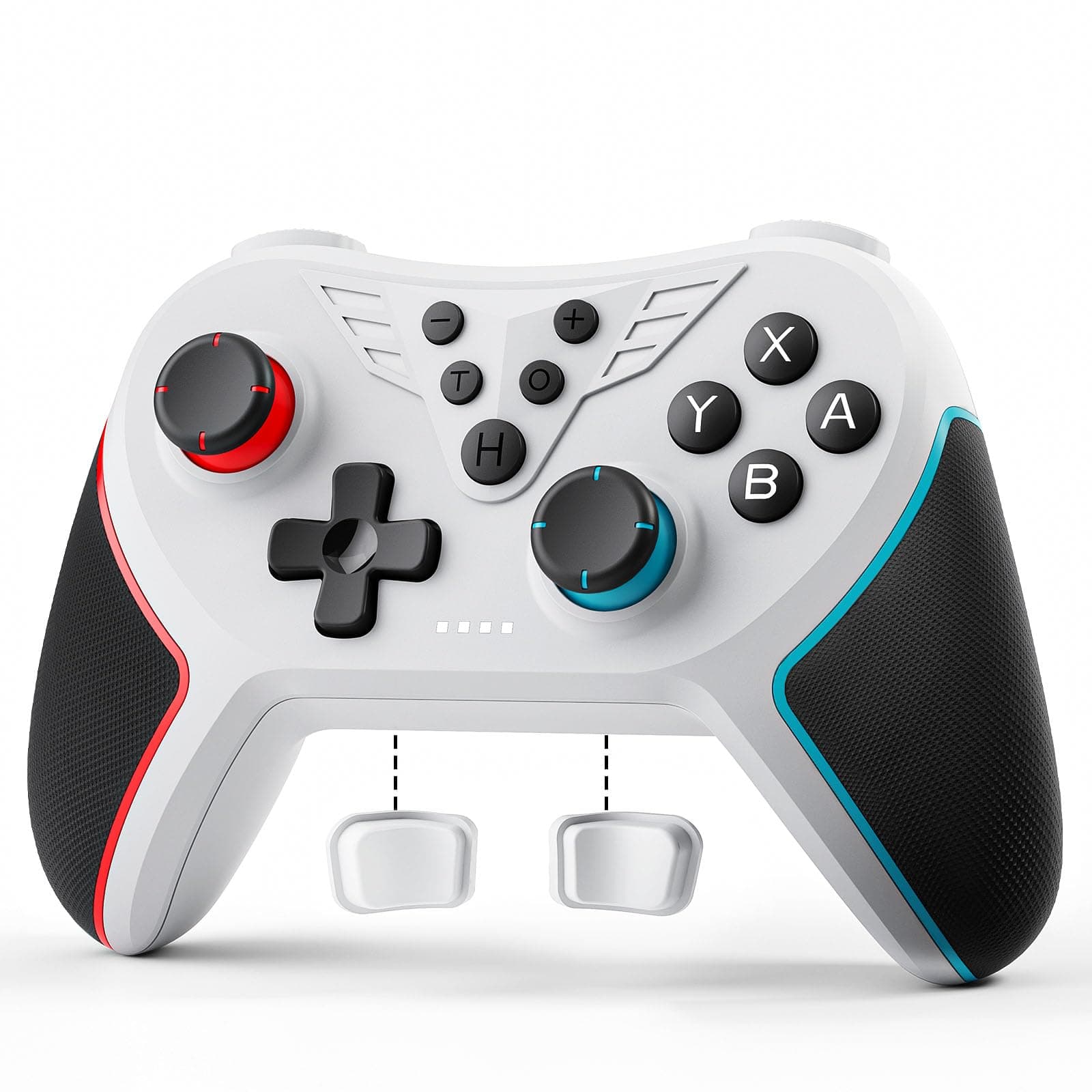 LATEC Controller für Switch, Wireless Switch Controller Kompatibel mit Switch Lite/Oled, Hall Joystick/Programmierbare Taste/6-Achsen-Gyroskop/Einstellbare Vibration/Turbo-Funktion/Bildschirmaufnahme Weiß