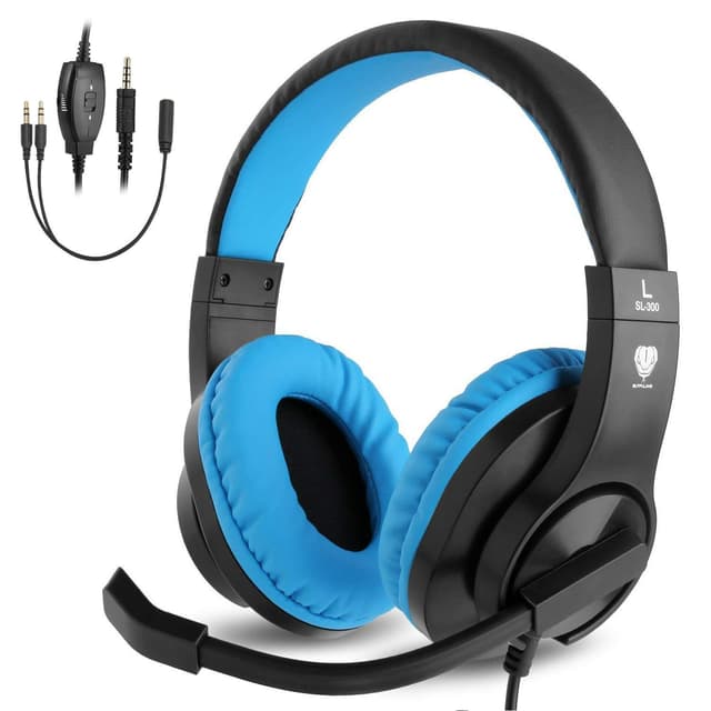 ShinePick Kopfhörer Kinder, 3.5mm Wired Gaming Headset mit Mikrofon, Leicht Bequem Overear Bass Surround für PS4/ Xbox One/s/PC/Computer/Handy (Blau)
