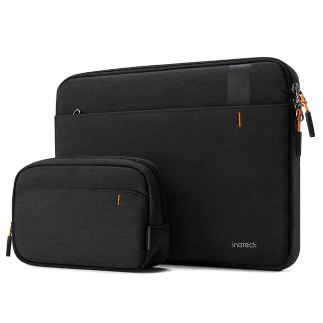 Inateck 360° Schutz Laptoptasche, Kompatibel mit 14 Zoll MacBook M1/M2/M3/M4 Pro/Max 2021-2024, Laptop Hülle mit Zubehör Tasche, Schwarz Schwarz 14 Zoll