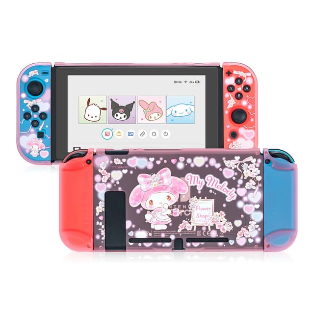 Kuitmor Schutzhülle für Switch, Harte, transparente, andockbare PC-Schale, Switch-Abdeckung mit kratzfestem und stoßdämpfendem Design – Romantischer Blumenladen (für Switch 2017) For Switch 2017