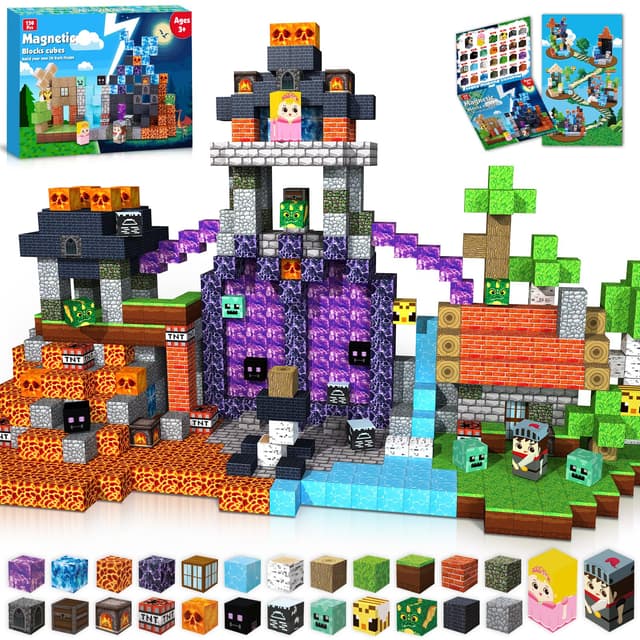 GraceDuck Magnetische Bausteine 150 Teile Magnetic Blocks Bauen Dark Forest Hell Castle Magnetspielzeug für Geschenke ab 3 4 5 6 7 8 9 Jahren Jungen und Mädchen Montessori kreative Kinderspielzeug