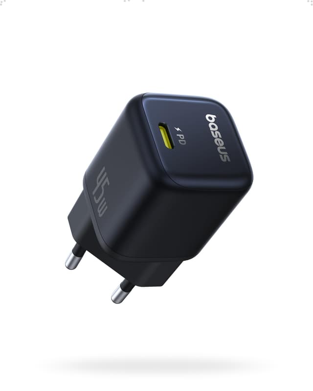 Baseus PicoGo USB C Ladegerät, 45W USB C Netzteil PD 3.0 PPS Schnellladegerät Kompatibel mit iPhone 16/16 Pro Max/15-12, Galaxy S24 Ultra, Pixel, iPad Pro/Air, Steam Deck Schwarz