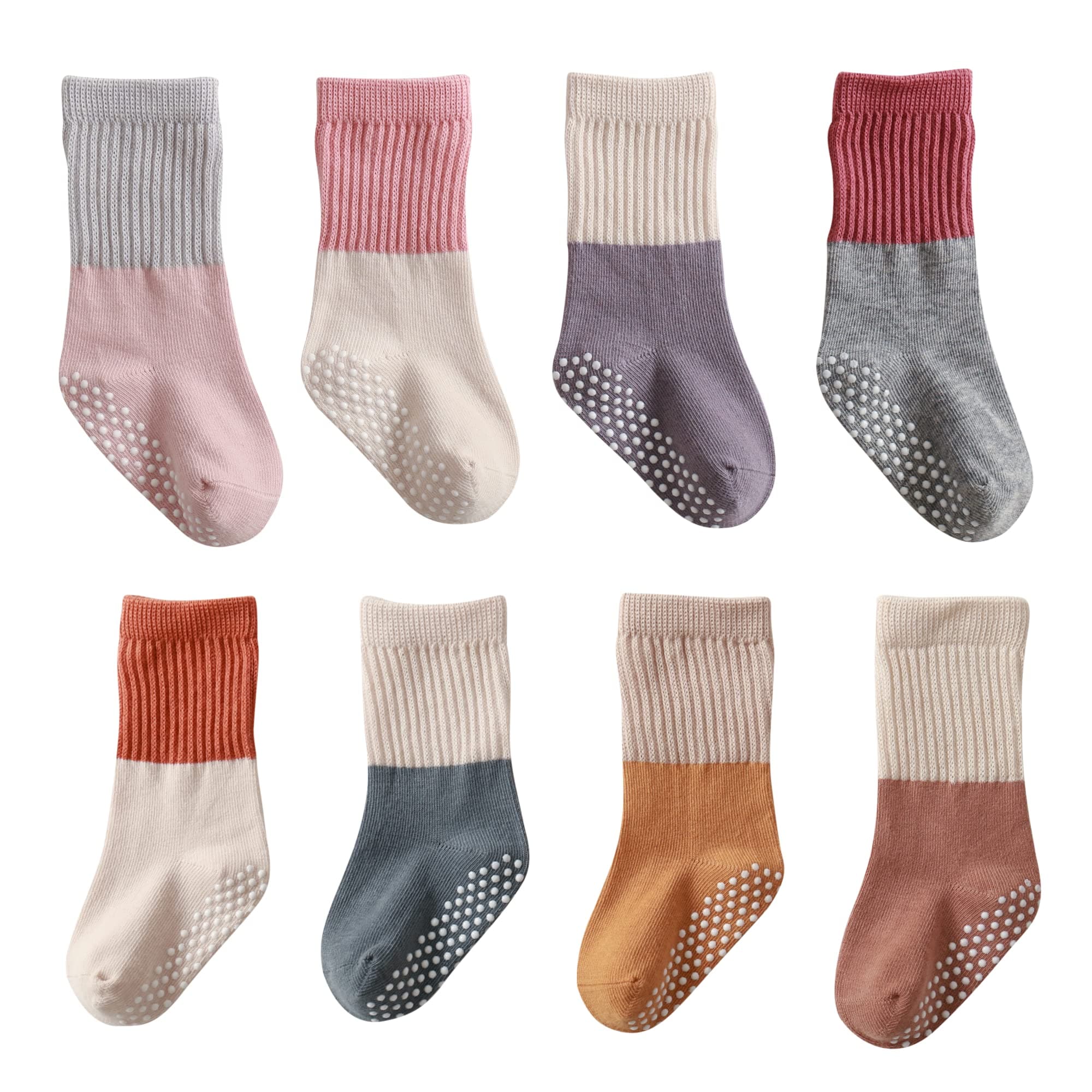 J Poqobog Kleinkind Baby Mädchen Jungen Socken -stoppersocken kinder Baumwolle abs rutschfeste kindersocken für Baby antirutschsocken Geschenke Kniestrümpfe Set 8Paar