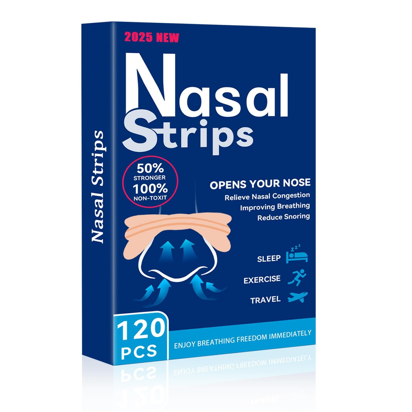 120 Stück Nasenpflaster Schnarchen, Nose Strips Nasal Strips Verbesserter Typ Nasenpflaster Besser Atmen Gut Anti-Schnarchen, Nicht Schnarchende Pflaster Verbessern die Atmung (Teint)