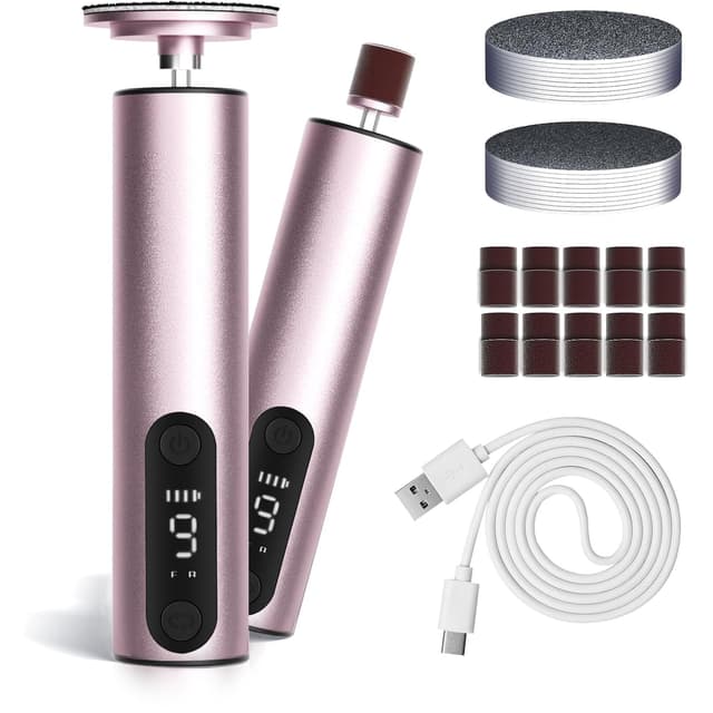 Jianyana 2 in 1 Hornhautentferner Elektrisch, 9 Einstellbare Geschwindigkeit Elektrischer Hornhautentferner mit Digitaldisplay PediküRe Set Elektrisch ManiküRe Set Damen(Roségold) Roségold-digitaldisplay