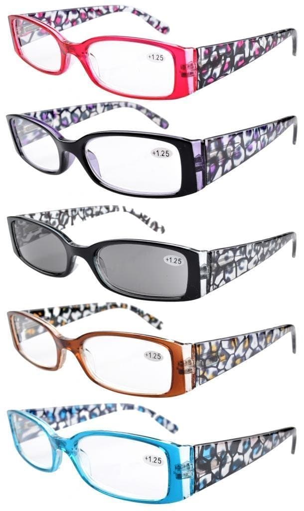 Eyekepper 5er-Pack Lesebrille mit Federscharnier Fassung in Blumen Blumen 2.0 x