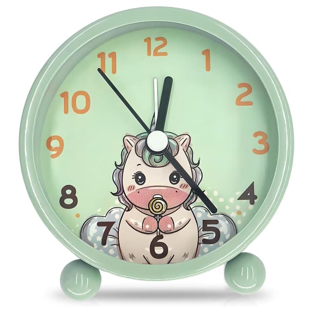 Sunshine smile Kinder Lernwecker,Wecker Kinder,Kinderwecker Mädchen,Wecker Analog Ohne Ticken Kinder,Kinderwecker ohne Ticken,Lernwecker Mädchen,wecker Einhorn,Kinderuhr Lautlos mit Nachtlicht H-einhorn