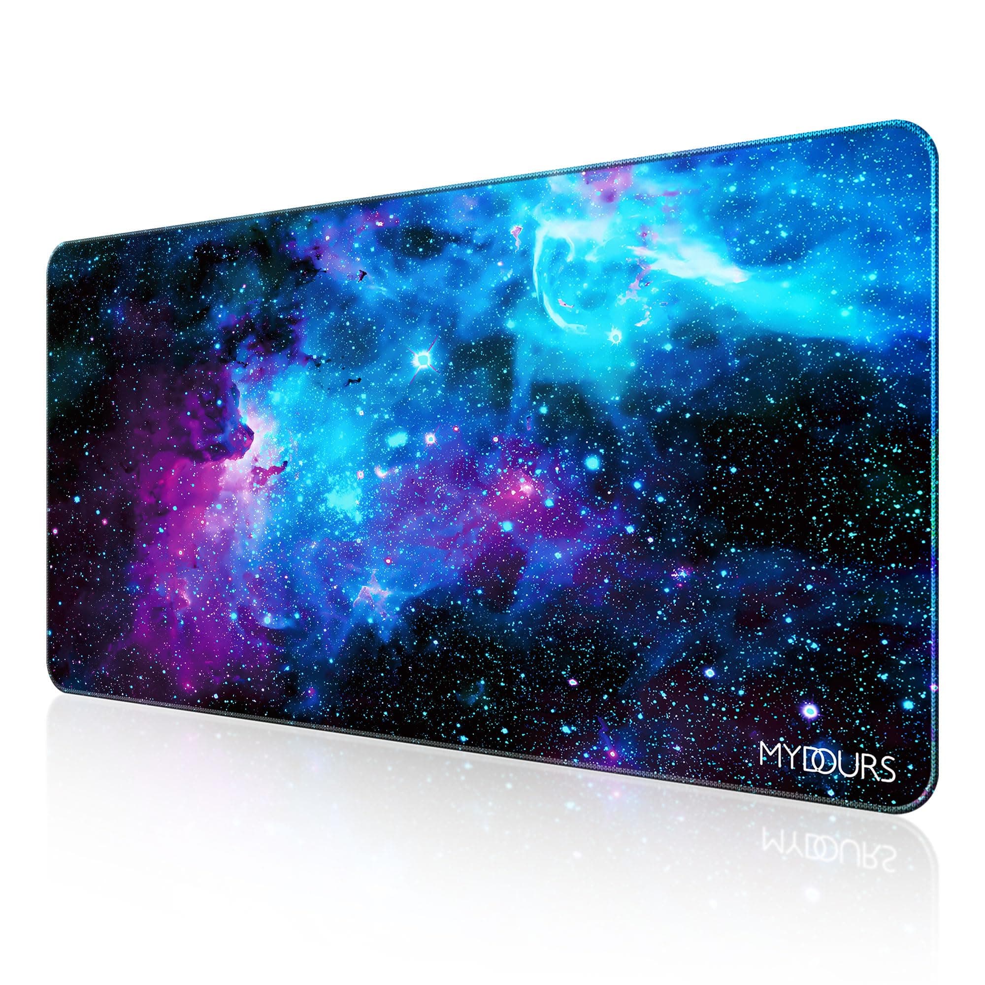 Mydours Mega Mauspad, 120x60cm erweitertes Gaming-Mauspad XXL, Rutschfeste Gummibasis & Lycra-Gewebeoberseite, HD-Galaxie-Muster, Volle Schreibtischunterlage, Computer-Tischunterlage für Heim und Büro Blaue Galaxie 1200L x 600B mm