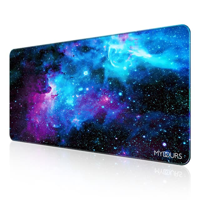 Mydours Mega Mauspad, 120x60cm erweitertes Gaming-Mauspad XXL, Rutschfeste Gummibasis & Lycra-Gewebeoberseite, HD-Galaxie-Muster, Volle Schreibtischunterlage, Computer-Tischunterlage für Heim und Büro Blaue Galaxie 1200L x 600B mm