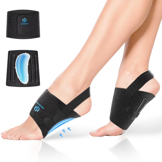 Healrecux Plantarfasziitis Bandagen, Fußgewölbestütze Verstellbare Frauen Männer, Fußgewölbe Stütze, Plattfuß Bandage Flache Füße,Fußgewölbeschmerzen Schmerzlinderung Schwarz/Blau Einheitsgröße