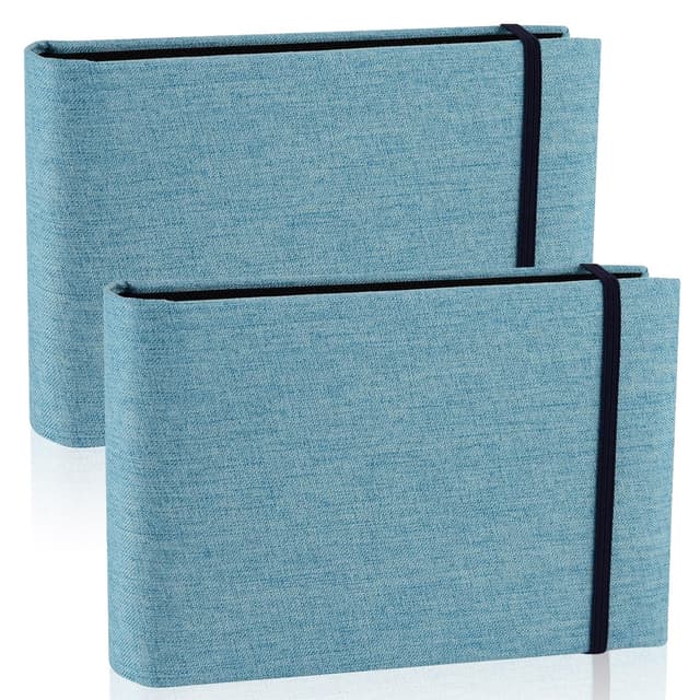 Kleines Fotoalbums, 15,2 x 10,2 cm, 200 Fotos, kleines Mini-Leinen-Fotoalbum, Flip-Fotoalbum, Taschen mit Einsteckalbum für Baby, Hochzeit, Urlaub, Familie, Geburtstag, Reisen (Blau)