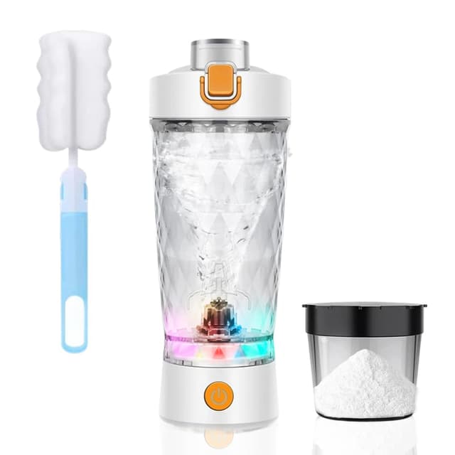 Shaker Elektrisch Protein Shaker mit Pulverfach,Shaker Proteinshake 500ML,Elektrischer Shaker für Eiweiß- & Sportgetränke,BPA-frei, mit Tritan,USB Wiederaufladbar Eiweiß Shake Mixer Elektrisch,Weiß