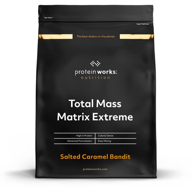 Protein Works - Total Mass Matrix Extreme | 975 Kalorien pro Portion | Weight Gainer | Shakes Zum Zunehmen | 5 Servings | Salted Caramel | 1.325kg Salted Caramel 1.325kg