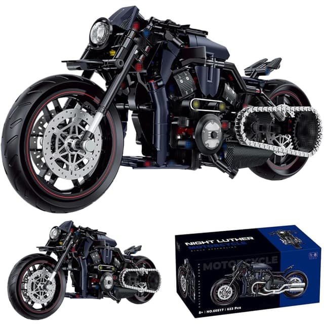 JUCYJULY Technik Motorrad Bausteine für Harley Night Luther, 623 Klemmbausteine Technik Supermotorrad Modellbausatz, MOC Rennen Motorrad Modell Bausatz Superbike Spielzeug Geschenk 60517