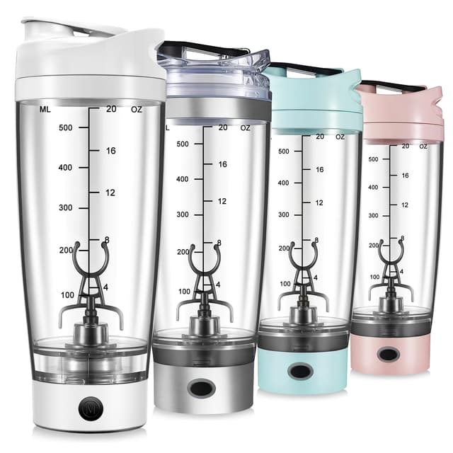 600 ml elektrischer shaker, eiweiß shaker elektrisch, shaker proteinshake elektrisch, protein shaker elektrisch für perfekte cremige Eiweißshakes, BPA-freier Tritan Shaker, USB-C aufladbar - Weiß