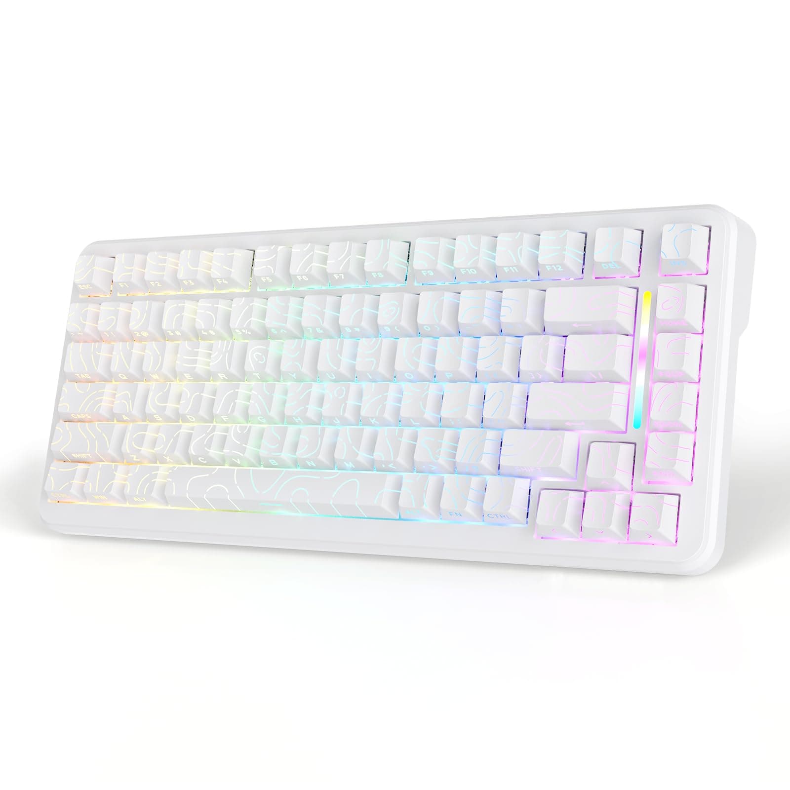 MAMBASNAKE M82HE QWERTY 75% Rapid Trigger-Tastatur Cablata mit Frequenza di Polling di 8000Hz, einstellbare Betätigung und 0,01mm RT-Genauigkeit Kabelgebundene RGB Gaming-Tastatur -Weiß Kontur Weiße Kontur