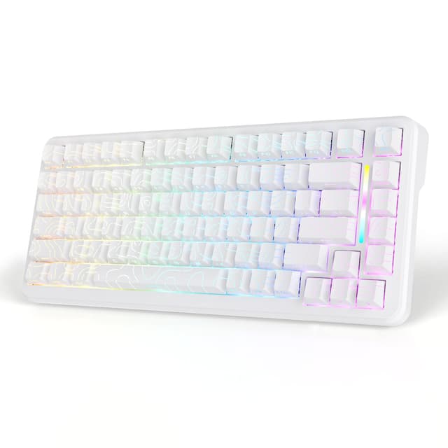 MAMBASNAKE M82HE QWERTY 75% Rapid Trigger-Tastatur Cablata mit Frequenza di Polling di 8000Hz, einstellbare Betätigung und 0,01mm RT-Genauigkeit Kabelgebundene RGB Gaming-Tastatur -Weiß Kontur Weiße Kontur
