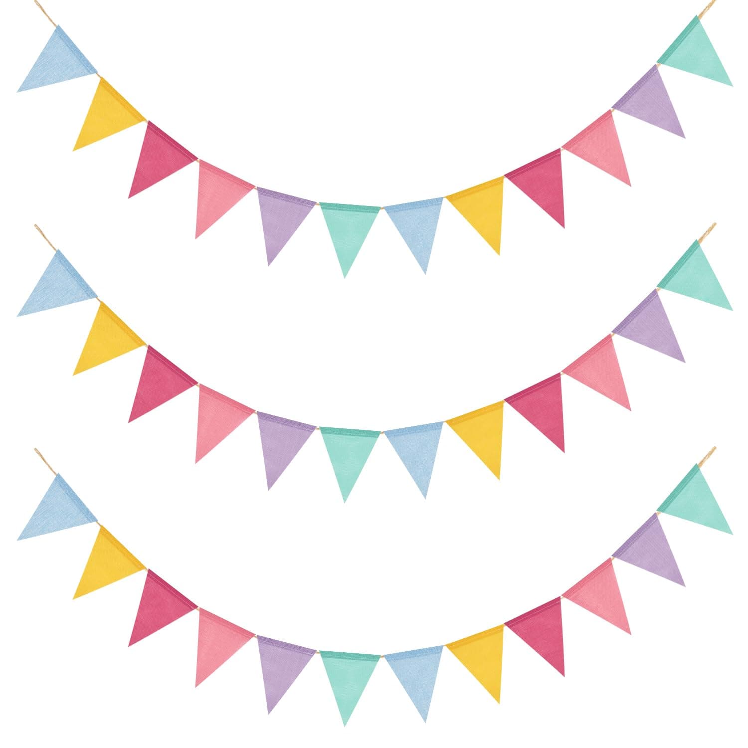 Alintor Wimpelkette Outdoor Wetterfest, Einschulung Deko, 5 Stück Girlande Geburtstag, für Regenbogen Deko, Luftschlangen, Matschküche, Spielhaus, Spielturm, Baumhaus (Kein Stoffbeutel enthalten) 3 PCS