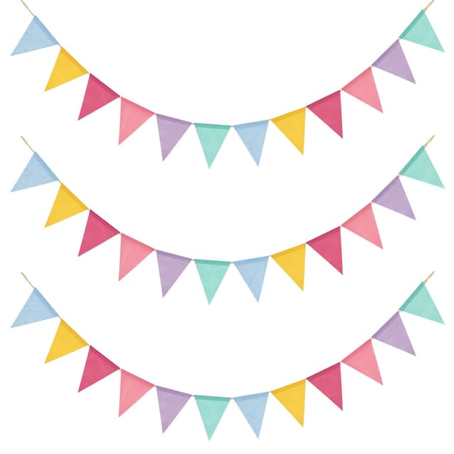 Alintor Wimpelkette Outdoor Wetterfest, Einschulung Deko, 5 Stück Girlande Geburtstag, für Regenbogen Deko, Luftschlangen, Matschküche, Spielhaus, Spielturm, Baumhaus (Kein Stoffbeutel enthalten) 3 PCS
