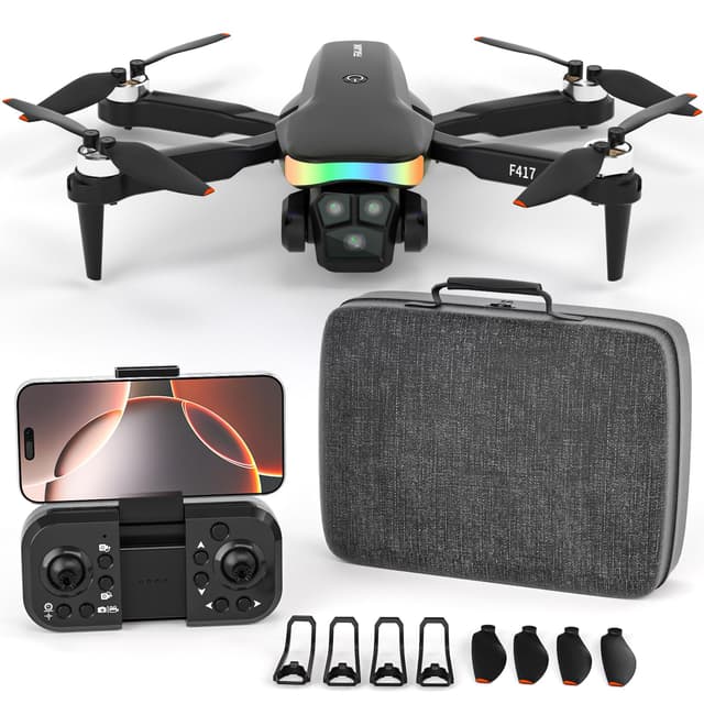 F417 Mini Drohne mit Kamera 1080P HD 90°Elektrisch Schwenkbare Linse RGB LED für Drohn Adult Anfänger,Drohne FPV Übertragung Schwerkraftgestensteuerung Kopfloser Modus Höhenhaltung,Wegpunktflug F417-A