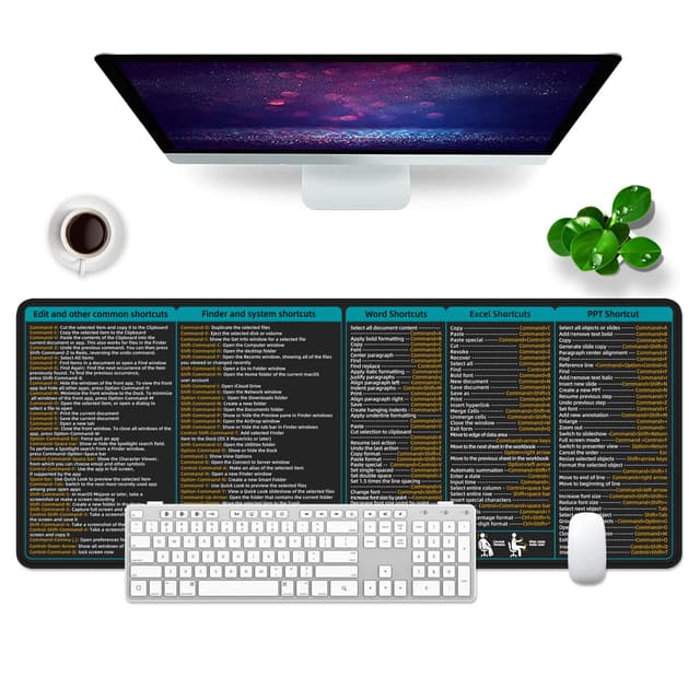 Mac Kurzbefehle Mauspad (Englische Version) Schreibtischunterlage 800x300mm Mousepads XL Großes, Computer PC Tastatur Mauspad Mac Memorandum (Mac Mauspad Englisch)