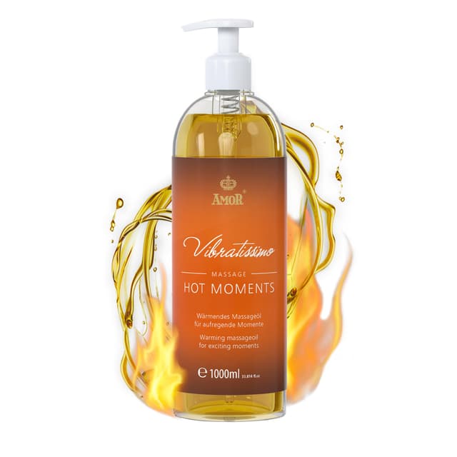 Vibratissimo Hot Moments 1000 ml Massageöl - Aufheizendes Massageerlebnis - Stimulierende Massageöle, Entspannung für Paare & Gleitöl Hot Moments 1 l (1er Pack)