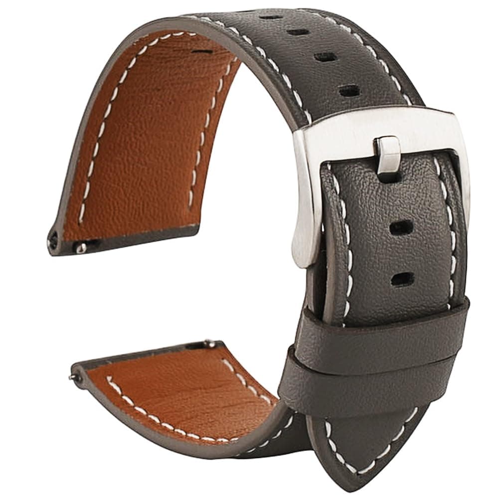 Antfly Uhrenarmbänder,Leder Uhrenarmbänder,Armband für Uhren, Ersatzarmband für Herren,Hochwertige Ersatz Leder Armband für Uhr & Smartwatch-20mm 22mm 20MM Grau